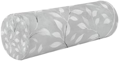 Grey Vine Leaves Neck Roll Pillow Bolster Round Health Memory Foam Long Cervical Cylinder Pillows with Removable Washable Cover for Body Bed Legs Back Yoga by QwThum