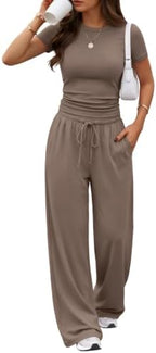 Trendy Queen Women's 2 Piece Matching Summer Lounge Set with Pockets by TrendyQueen