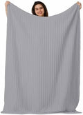 Solid Grey Throw Blanket, Simple Pure Color Fluffy Soft Blankets for Couch Bed Travel, Modern Plush Microfiber Striped Flannel Blankets, Lightweight Sofa Blankets 60"x80" by Homechoid