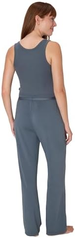Hanes Women's Originals SuperSoft Comfywear 2 Piece Crop Tank & Lounge Pants Loungewear Set - Image 2