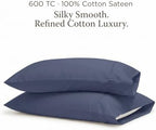 Threadmill 600 Thread Count Cotton King Pillowcases, Sateen, Folkstone Blue - Image 2