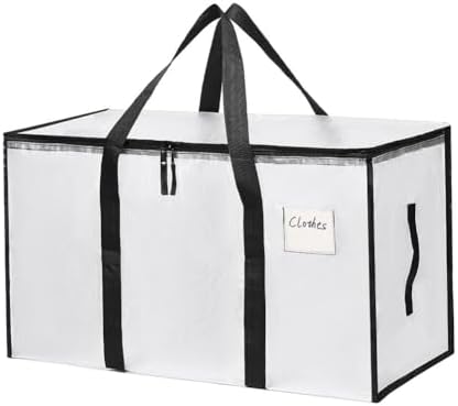 Transparent PP Woven Storage Bag,Large Moving Bags with Tag Pocket,Wear-resistant Laundry Bags for Clothes,Bedding,Quilt,Blankets,29x17x13in (3) - Image 4