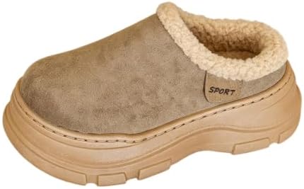 Womens Chunky Platform Slippers Fleece Lined House Clogs by biqikav