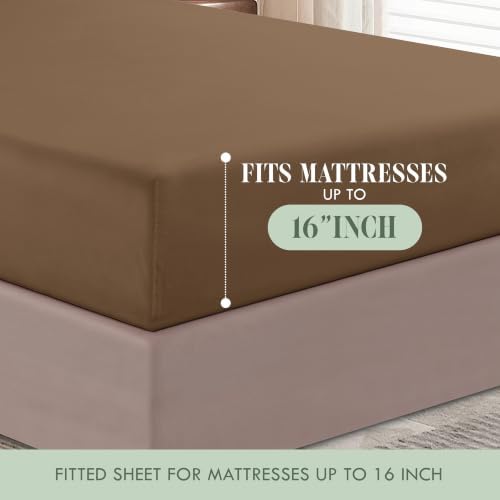 Elegant Comfort Luxurious Soft 1500 Thread Count Egyptian 6-Piece Premium Hotel Quality Wrinkle Resistant Coziest Bedding Set, Easy All Around Elastic Fitted Sheet, Deep Pocket, Cali King, Taupe - Image 5