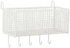 Bedside Hanging Storage Basket, Iron Shelf, Portable Hanging Organizer, Shelf for Bed, Bunk Bed, Dorm Room, White, L with Hooks - Image 4