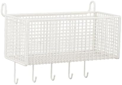 Bedside Hanging Storage Basket, Iron Shelf, Portable Hanging Organizer, Shelf for Bed, Bunk Bed, Dorm Room, White, L with Hooks - Image 4