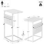 Vagusicc C Shaped End Table, 33" Tall Side Table for Couch, Adjustable Height Small Couch Side Table for Small Spaces, C Table End Table Slide Under Sofa Table TV Tray for Living Room Bedroom, White - Image 2