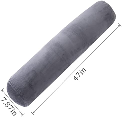 1 MIDDLE ONE Body Pillow for Adults, Bolster Pillow with Removable Velvet Cover, Long Round Cervical Roll Pillow, 47 x 7.87 Inches, Grey - Image 3