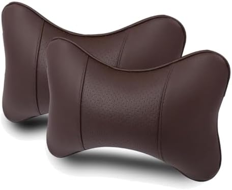 2 Pack Car Neck Pillow for Ford Ranger 2005-2009, PU Leather Breathable Neck Support, Car Headrest for Most Cars, Soft Head Cushion for Driving, Travel, Home and Office, Brown by Unknown