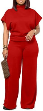 PINSV Women's Fleece Lined 2 Piece Set Wide Leg Pants - Image 2