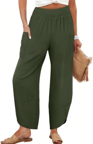 ANRABESS Womens Wide Leg Palazzo Capri Barrel Pants Cropped Trousers by ANRABESS