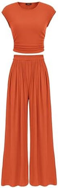 PRETTYGARDEN Women Summer 2 Piece Ribbed Knit Lounge Sets by PRETTYGARDEN