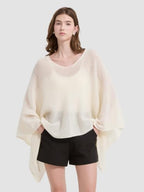 ACUSHLA 100% Merino Wool Women Poncho Shawl Wrap Sweater Cape Sheer Top - Image 4