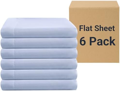ZPECC Full Flat Sheets Only Light Blue 6 Pack, Color-Coded Hem Threads by ZPECC-ABrandThatHasBeenFocusedOnBeddingFor20Years