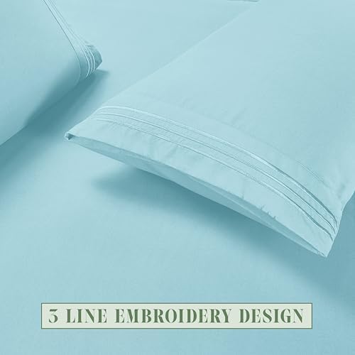 Elegant Comfort Luxury Soft 4-Piece 1500 Premium Hotel Quality Bed Sheet Set with Extra Deep Pockets 18-24 Inch, Wrinkle Free, Storage Pockets, Extra Deep Pocket 4PC Sheets, Twin XL, Aqua Blue - Image 7