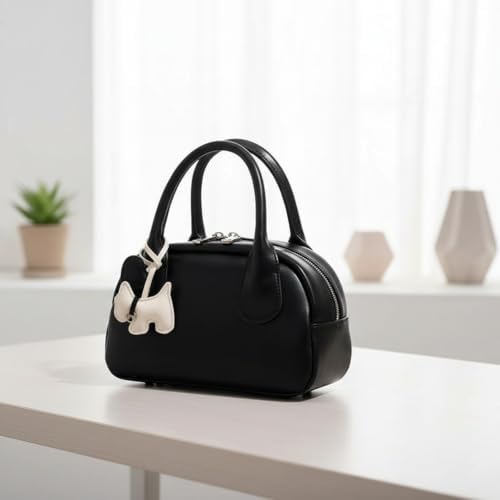 Trendy PU Leather Pillow Bag Bowling Bag for Women - Image 3