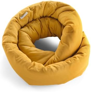 Huzi Infinity Pillow Mini - Kids Travel Neck Pillow - Machine Washable - Home Travel Flight Road Car Train Trips (Ochre Yellow) by Huzi-InfinityTravel
