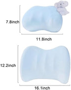 Cute Car Headrest Lumbar Support Seat Cushion Comfortable & Durable Accessories Pillow, Set Includes 2Headrest &2 Lumbar Support for Office Chair Truck SUV (Blue-Elephant) - Image 5