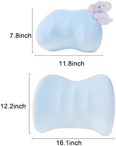 Cute Car Headrest Lumbar Support Seat Cushion Comfortable & Durable Accessories Pillow, Set Includes 2Headrest &2 Lumbar Support for Office Chair Truck SUV (Blue-Elephant) - Image 5