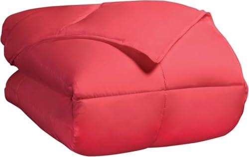 SUPERIOR All Season Reversible Down Alternative Comforter, Twin, Coral by SUPERIOR
