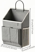 predolo Hanging Bedside Storage Organizer Sturdy Bedside Storage Bag with Mesh Pockets Portable Textile Hanging Organizer with Metal Hook for Bedrooms, Gray - Image 4