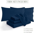 Elegant Comfort 1500 Premium Quality 6-Piece Bed Sheet Set - 18-24 Inch Extra Deep Pocket, Smart Storage Pockets, Wrinkle Free Ultra Soft 6PC Extra Deep Pocket Sheets, California King, Navy Blue - Image 4