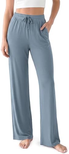 ODODOS Women's Lounge Pants with Pockets Drawstring Lightweight Loose Comfy Casual Pajama Pants-28/30" Inseam by ODODOS