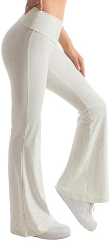 MOOSLOVER Women Flare Leggings Fold Over Bootcut Yoga Pants Casual Y2K Lounge Pants Comfy Cotton Leggings - Image 3