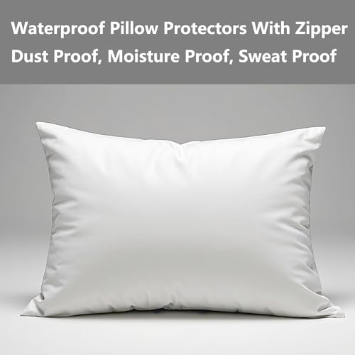 Waterproof Pillow Protectors Standard 20x26 Inches 8 Pack with Zipper Fully Sealed Dust Moisture Sweat Proof Pillow Case Cover Protector Soft White (8 Pack, Standard 20x26) - Image 2