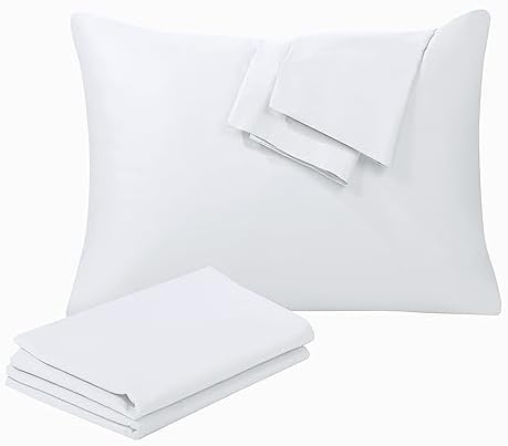 100% Egyptian Cotton King Size Pillow Protectors with Zipper Set of 4 by ShunjieHome