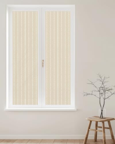 Window Privacy Film Frosted, Beige Retro Reusable Static Cling Window Tints, Farmhouse Geometric Vertical Stripes Modern Heat Control Windows Films for Offices, Balcony, 29.5 x 118 Inches - Image 2