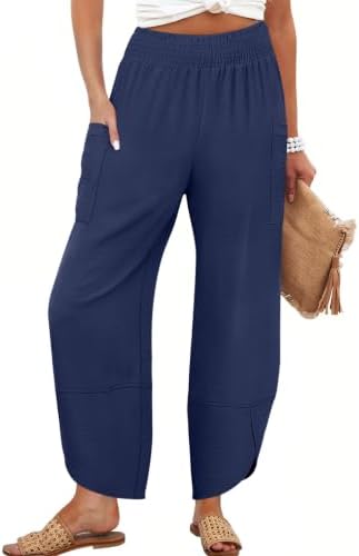 ANRABESS Womens Wide Leg Palazzo Capri Barrel Pants Cropped Trousers by ANRABESS