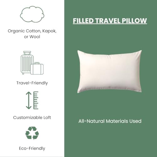 OrganicTextiles Organic Cotton Travel Size Pillow (with Adjustable Zipper), with Organic Cotton Cover for: Airplane, Car, Train, Bus, Camping, Outdoor and Business Travels - Image 4