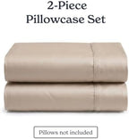 Beckham Hotel Collection Pillowcases Queen Size Set of 2, Cool Touch Cotton Sateen Fabric, 500TC, Silky Smooth & Soft, Open End, Sand - Image 5
