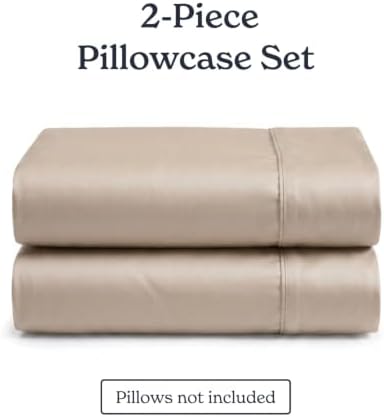 Beckham Hotel Collection Pillowcases Queen Size Set of 2, Cool Touch Cotton Sateen Fabric, 500TC, Silky Smooth & Soft, Open End, Sand - Image 5