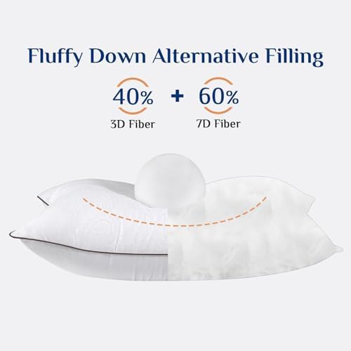 JOLLYVOGUE Pillows Standard Size Set of 4, Cooling Standard Pillow with Oeko-Tex Certified Down Alternative Filling for Side, Back, and Stomach Sleepers, Hotel Collection - Image 3