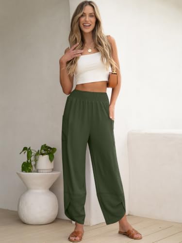 ANRABESS Womens Wide Leg Palazzo Capri Barrel Pants Cropped Trousers - Image 2