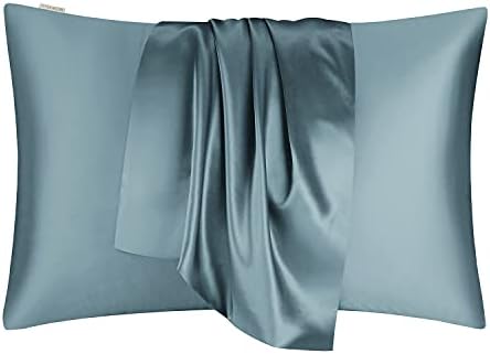 DISANGNI Silk Indulgence Set: Premium 22 Momme Mulberry Silk Pillowcase & Eye Mask Duo for Hair and Skin Rejuvenation(1pc King Size 20" x36", Blue Gray) - Image 6