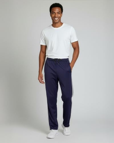 3 Pack Men's Mesh Sweatpants Open Bottom Lounge Workout Track Gym Pants - Image 3