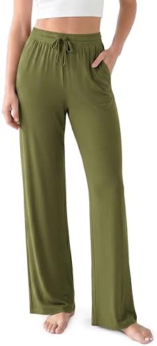 ODODOS Women's Lounge Pants with Pockets Drawstring Lightweight Loose Comfy Casual Pajama Pants-28/30" Inseam by ODODOS