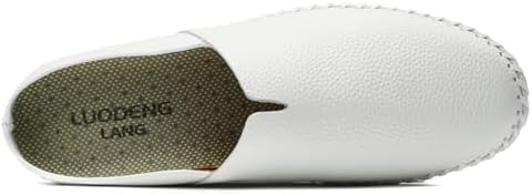 Men’s Slip-On Loafers Mules Clog Handmade Leather Slippers Hand Stitched no-Heel Casual Shoes for Men Breathable Comfortable Soft - Image 4