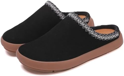 UBFEN Womens 100% Genuine Suede Mules Arch Support Indoor Outdoor Slippers by UBFEN