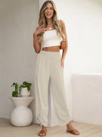ANRABESS Womens Wide Leg Palazzo Capri Barrel Pants Cropped Trousers - Image 2