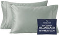 Beckham Hotel Collection Pillowcases Queen Size Set of 2, Cool Touch Cotton Sateen Fabric, 500TC, Silky Smooth & Soft, Open End, Aqua Gray by Unknown