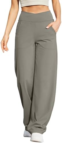 G4Free EverGoing Wide Leg Yoga Pants for Women Crossover Waist with Pockets by G4Free