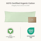 Bioweaves 100% Organic Cotton Body Pillow Cover for Body Pillowcases 300 Thread Count Soft Sateen Weave GOTS Certified with Zipped Closure - 21" x 54", Pastel Green (Pack of 2) - Image 6