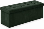 ALASDO 43 Inch Folding Storage Ottoman Bench with Hidden Storage, Velvet Storage Ottoman Foot Rest Stool, End of Bed Bench for Bedroom, Living Room, Entryway and Closet, Dark Green by ALASDO