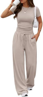 Trendy Queen Women's 2 Piece Matching Summer Lounge Set with Pockets by TrendyQueen