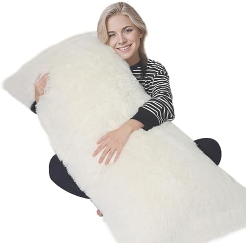 ZonLi Fluffy Body Pillow, Full Body Pillows for Adults, Long Pillow for Sleeping with Removable Cover and Adjustable Filling for Side Sleeper & Pregnancy, Large and Firm, Machine Washable(White) by Zonli