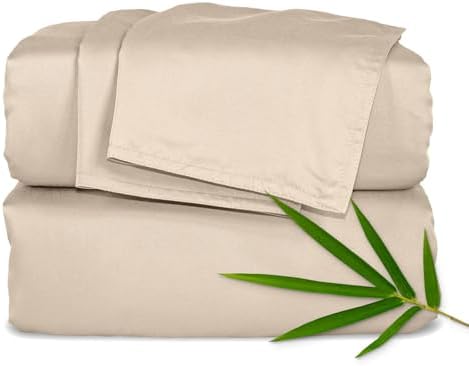 Pure Bamboo Twin XL Sheets, Genuine 100% Organic Viscose Derived from Bamboo Bed Sheet Set, Luxuriously Soft & Cooling, Double Stitching, 2 Year Quality Promise (Twin XL, Almond) by PureBamboo